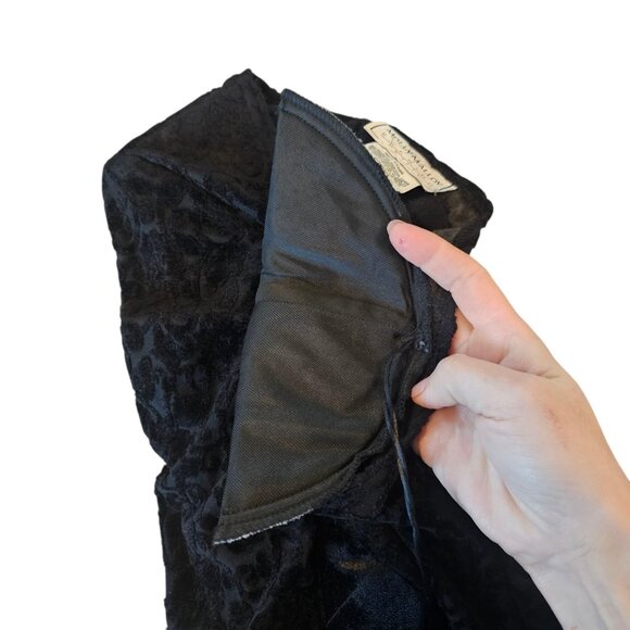 VTG 90s Black Velvet Long Dress‎ Midi To Maxi Longsleeve Gothic Sz L Stretchy - Picture 7 of 10